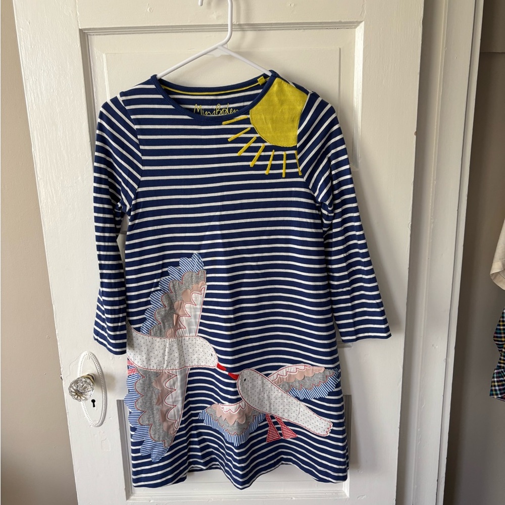 Mini Boden Navy and White Striped Dress